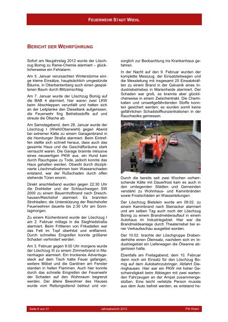 Jahresbericht 2012 als pdf - Freiwillige Feuerwehr Wiehl