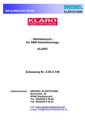 Betriebsbuch fÃ¼r Betonanlage, Ablaufklasse N, Zulassung Z-55.3-149