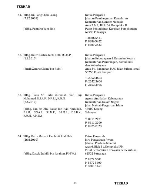 untuk kegunaan rasmi sahaja ketua-ketua pengarah jabatan ...