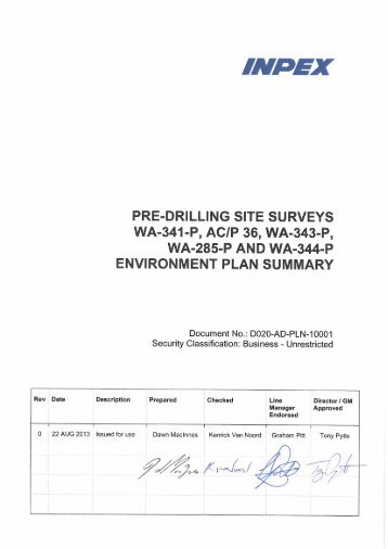 Inpex pre-drilling site surveys - NOPSEMA