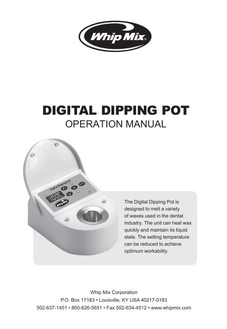 Digital Dipping Pot Manual - Whip Mix