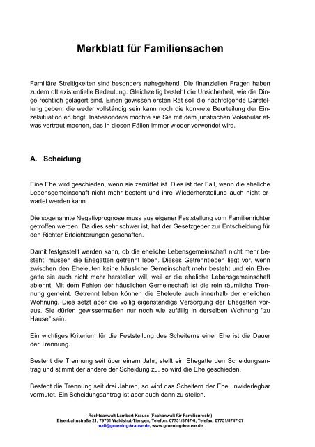 Merkblatt fÃ¼r Familiensachen - Groening-krause.de