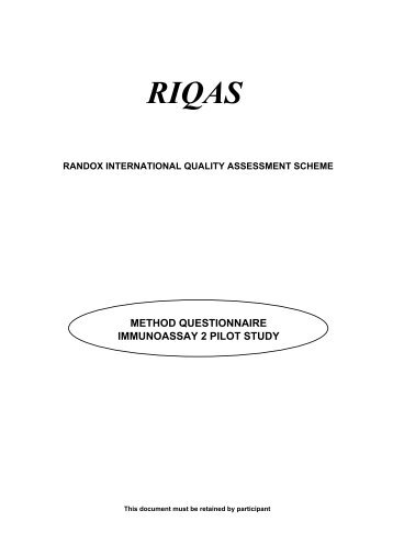 METHOD QUESTIONNAIRE IMMUNOASSAY 2 PILOT STUDY