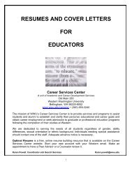 Resumes and Cover Letters for Educators - Western Washington ...