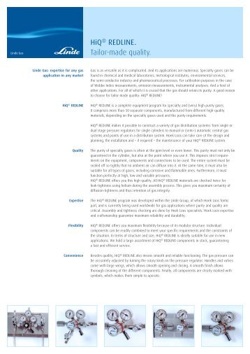 HiQÂ® REDLINE. Tailor-made quality. - Linde Gas Benelux