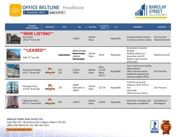 OFFICE BELTLINE Headlease - Barclay Street Real Estate