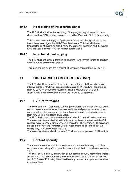 Techn. minimum requirements for DVB-T2 receivers - ORS