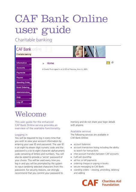 Download The Caf Bank Online User Guide Charities Aid Foundation