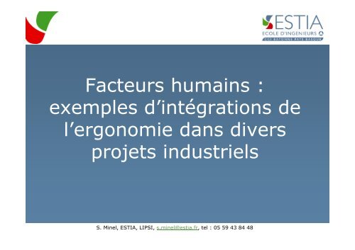 Facteurs humains : exemples d'intÃ©grations de l ... - Page d'accueil