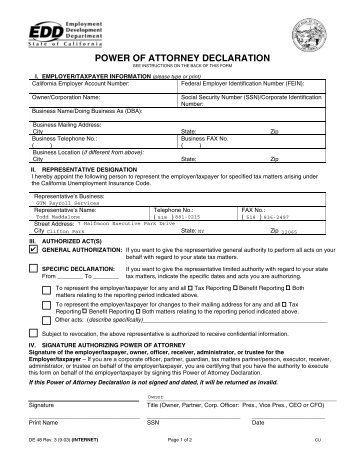 POWER OF ATTORNEY DECLARATION - GTM Payroll Services