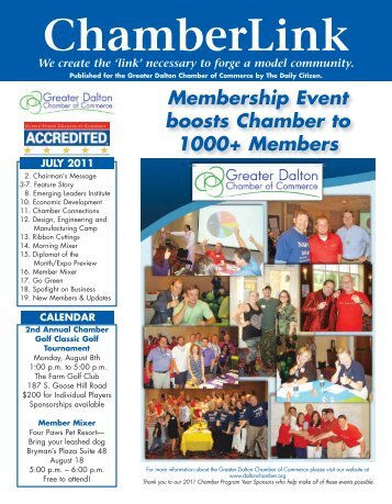 October 2009 ChamberLink (Page 1) - Greater Dalton Chamber of ...