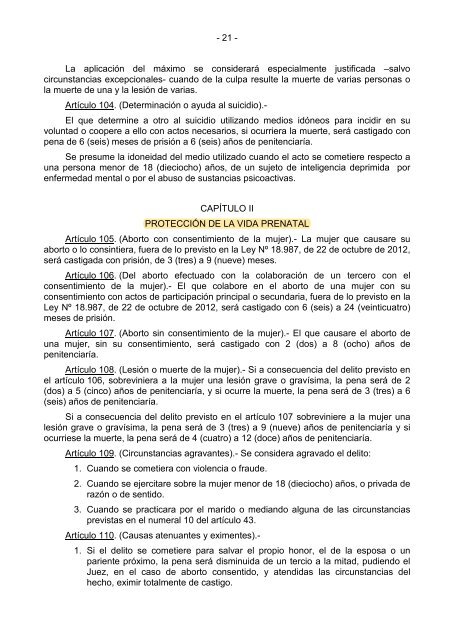 REFORMA DEL CÓDIGO PENAL URUGUAYO (versión aprobada por comisión CRR)