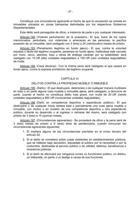 REFORMA DEL CÓDIGO PENAL URUGUAYO (versión aprobada por comisión CRR)