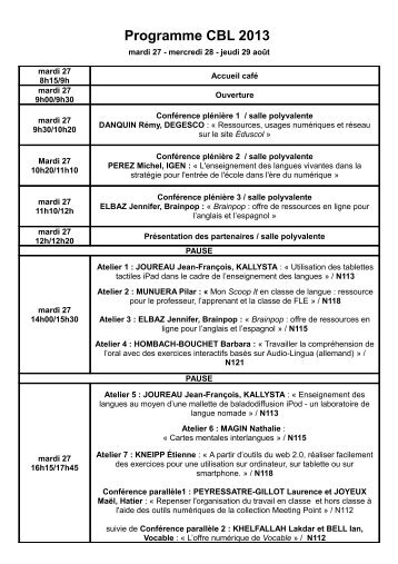 Programme CBL 2013 - Cyber-Langues