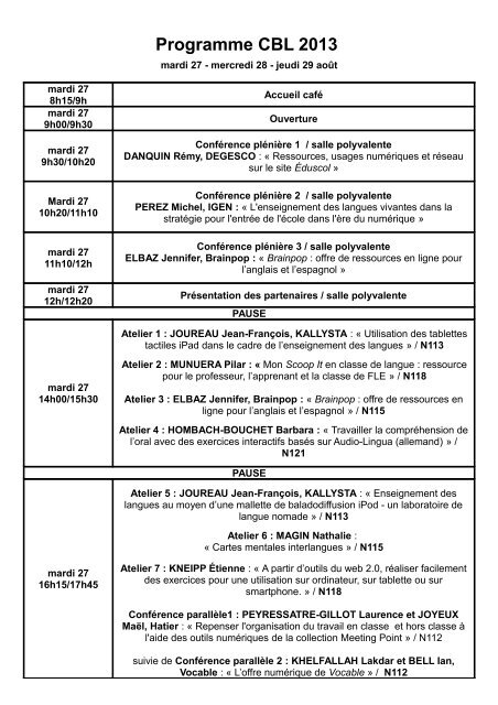 Programme CBL 2013 - Cyber-Langues