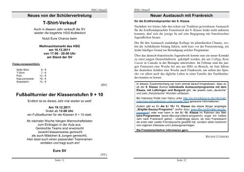 Heft 2 fÃ¼r das Schuljahr 2011 / 2012 - HSG