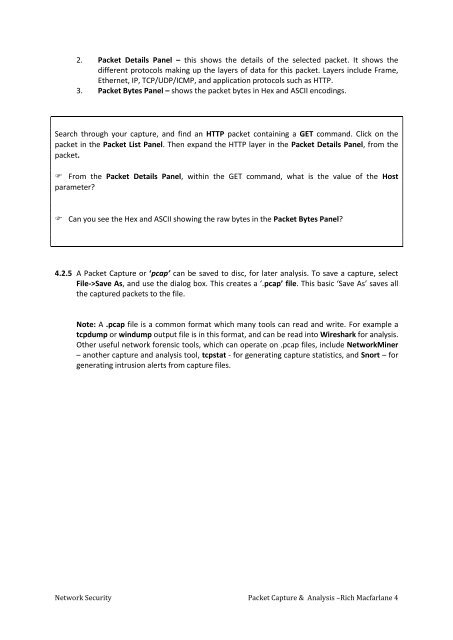 Lab 4: Network Packet Capture and Analysis using Wireshark 4.1 ...