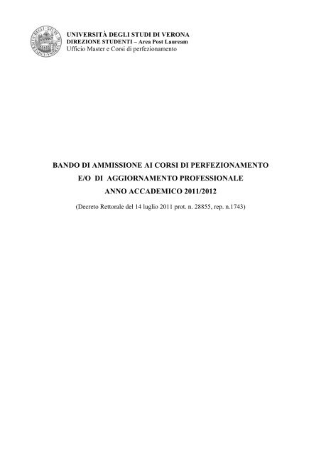 pdf (it, 157 KB, 7/14/11) - UniversitÃ  degli Studi di Verona