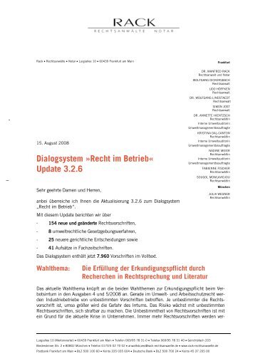 Anschreiben zum Update 7/2008 als PDF-Datei. - RACK ...