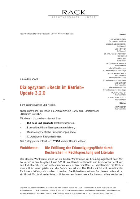 Anschreiben zum Update 7/2008 als PDF-Datei. - RACK ...