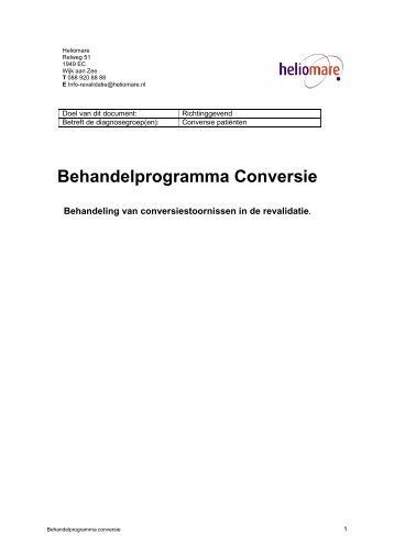 Behandelprogramma conversie - Heliomare