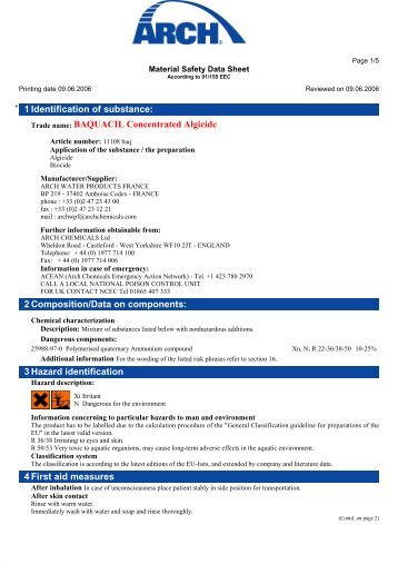 Trade name: BAQUACIL Concentrated Algicide 2Composition/Data ...