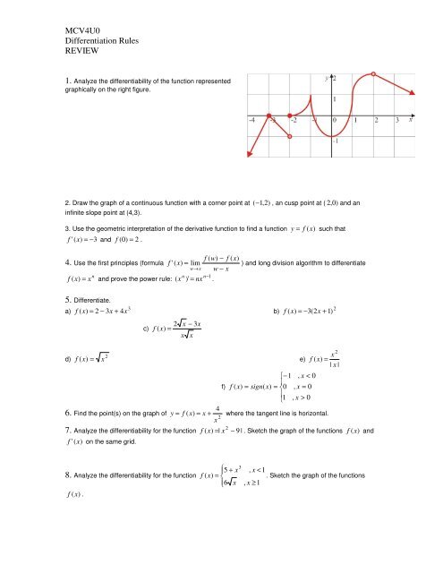 Mcv4u0 Differentiation Rules Review La Citadelle Mcv4u0 Differentiation Rules Review La Citadelle