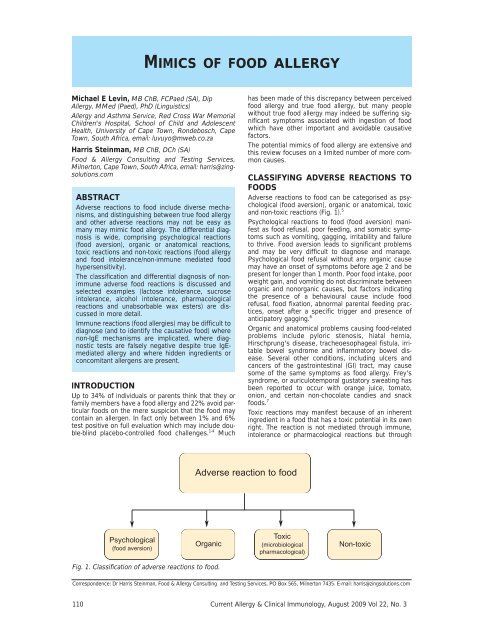 Current Allergy & Clinical Immunology - ALLSA