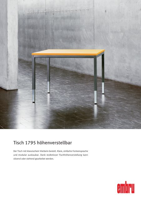 Tisch 1795 höhenverstellbar - Embru