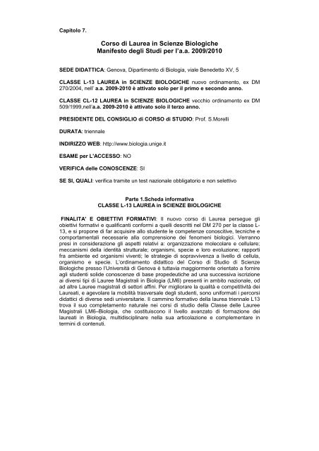 LT Manifesto 0910.pdf - Corso di Laurea in Biologia
