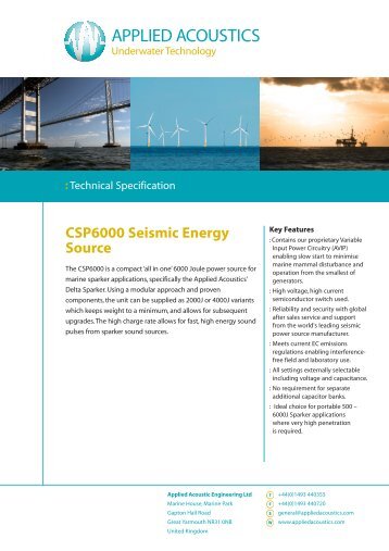 CSP6000 Seismic Energy Source - Hydroacoustics