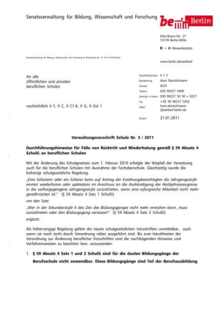 Verwaltungsvorschrift Schule Nr. 3/2011 - OSZ Farbtechnik und ...