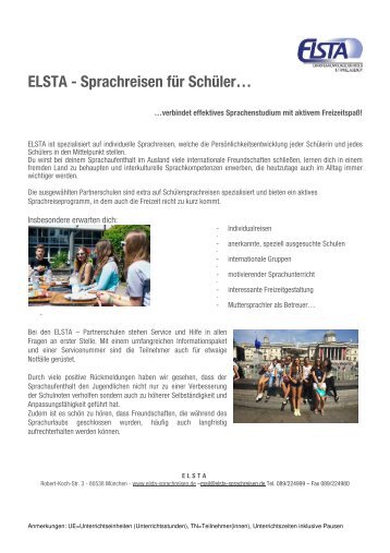 ELSTA - Sprachreisen für Schüler…