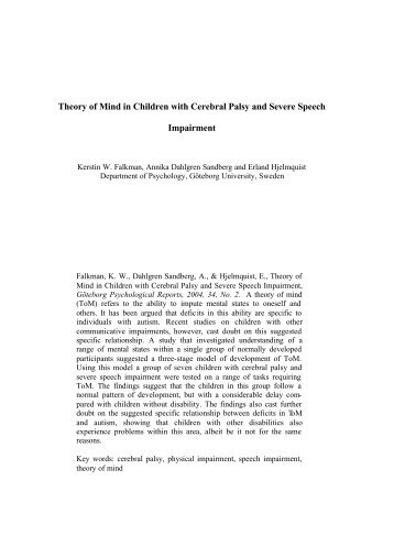 Theory of Mind in Children with Cerebral Palsy and Severe Speech ...
