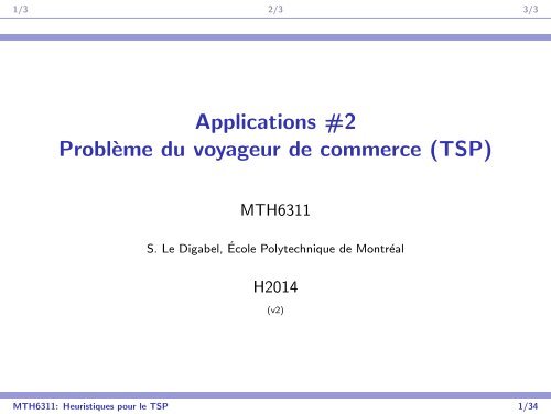 Applications #2 ProblÃ¨me du voyageur de commerce (TSP) - gerad