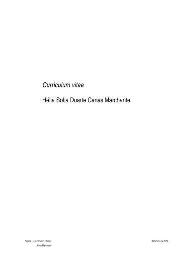 Curriculum vitae HÃ©lia Sofia Duarte Canas Marchante - ESAC