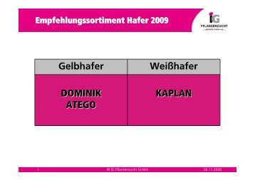 Gelbhafer WeiÃhafer DOMINIK ATEGO KAPLAN - IG Pflanzenzucht