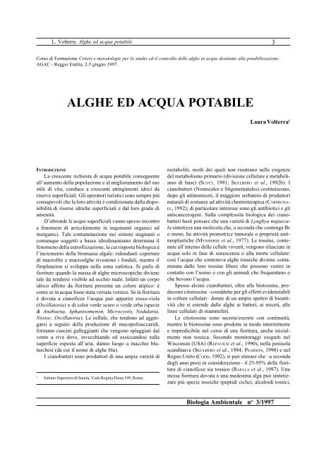 ALGHE ED ACQUA POTABILE