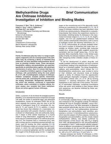 Brief Communication Methylxanthine Drugs Are Chitinase Inhibitors ...