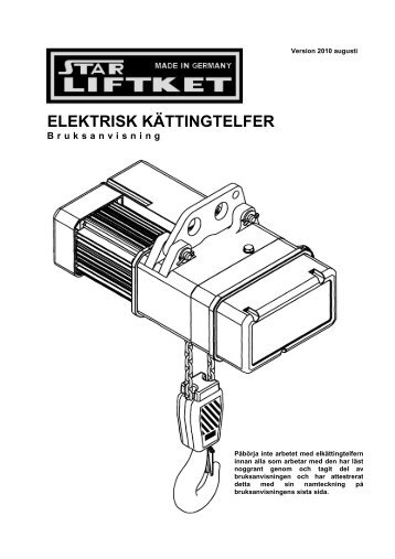 ELEKTRISK KÄTTINGTELFER - liftket.de