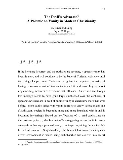 The Devil S Advocate A Polemic On Vanity In Modern Open Latch