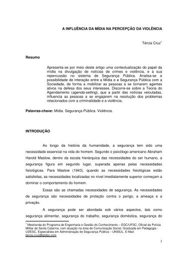 A influência da mídia na percepção da violência - Unisul