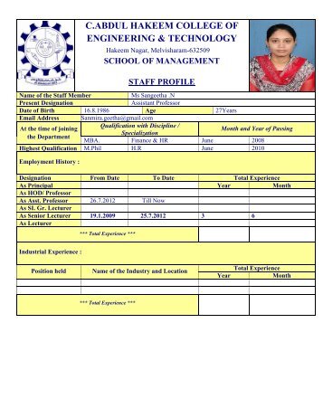 View full Profile - C Abdul Hakeem College of Engineering and ...