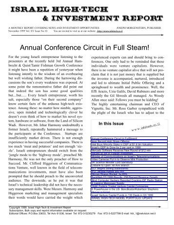 Annual Conference Circuit in Full Steam! - The Israel High Tech ...