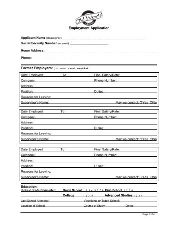 employment application alex emilio salon