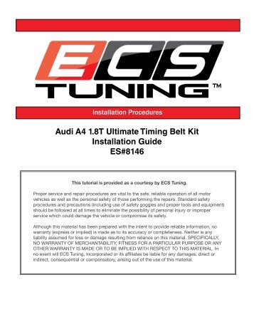 Audi A4 1.8T Ultimate Timing Belt Kit Installation Guide ES#8146