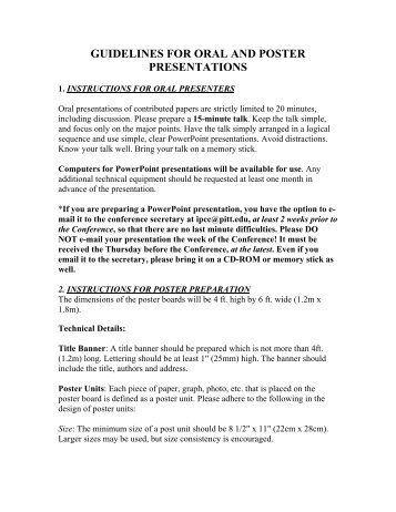 GUIDELINES FOR ORAL AND POSTER PRESENTATIONS