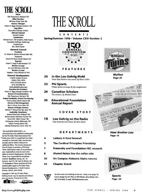 1998 Volume 121 No 1–4 - Phi Delta Theta Scroll Archive