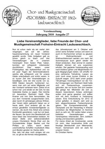 Vereinszeitung Jahrgang 2010 Ausgabe 27 Liebe ... - CMG-LE