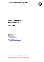Formula BMW Talent Cup 2012 FORMULA BMW ... - BMW Motorsport